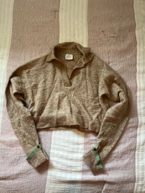 Alysi Women's S Collared Knit Pullover Sweater Long Sleeve